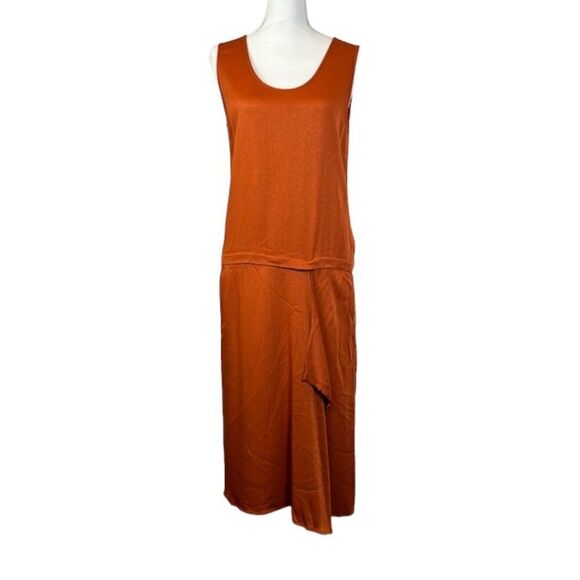 Zero + Maria Cornejo Iro Dress Rusty Orange Shift with Asymmetic Slit Hem Size 6 - Picture 2 of 13